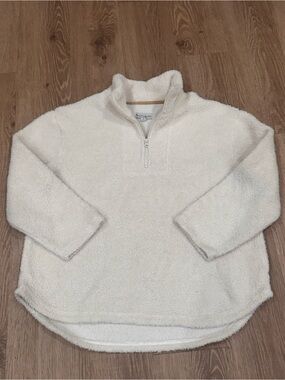 Koolaburra by UGG White Sherpa Fleece Quarter Zip Pullover 1X Cozy